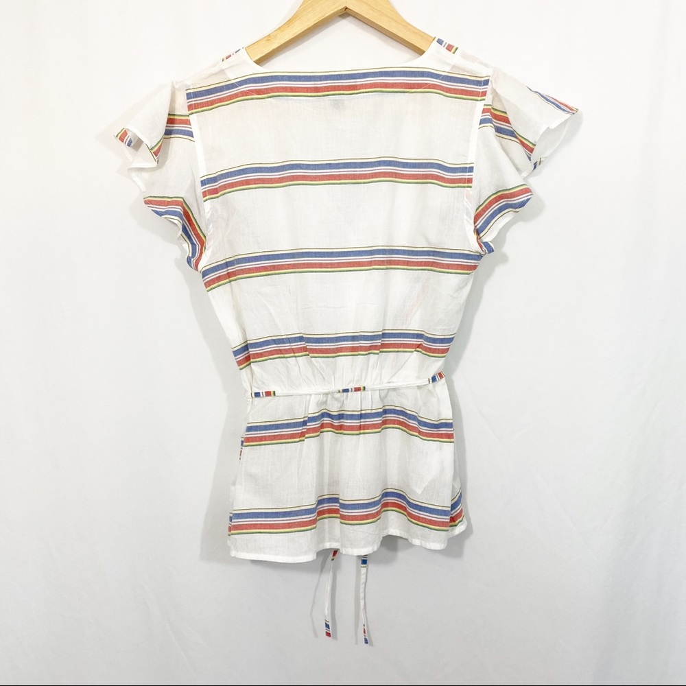 5/$25 NWOT J. Crew Flutter Sleeve Wrap Striped Top - Picture 5 of 8